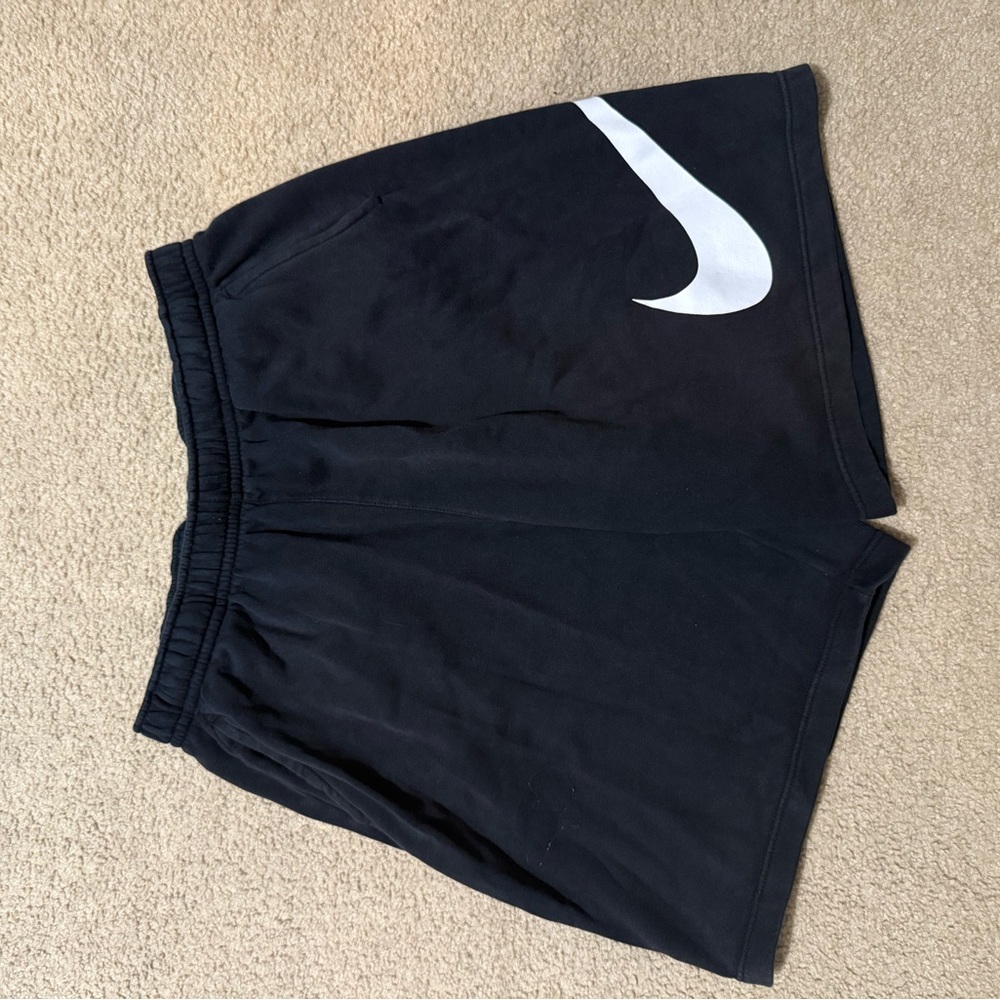 Nike Men’s Black Athletic Shorts with White Swoosh